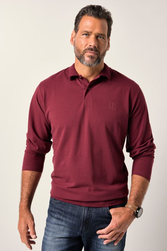 Polo JP 1880 ventre confort, coupe Basic, manches longues et tissu piqué - du XXL au 8&nbsp