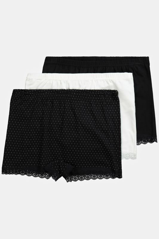 Lot de 3 shorties, dentelle et motif à pois