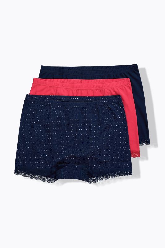Lot de 3 shorties, dentelle et motif à pois