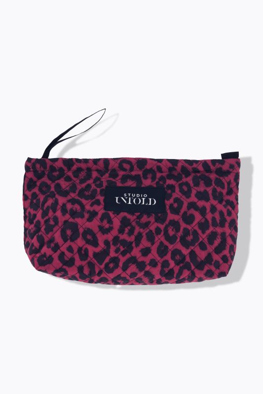 Trousse de toilette, surpiqûre, léopard, fermeture Éclair, doublure colorée