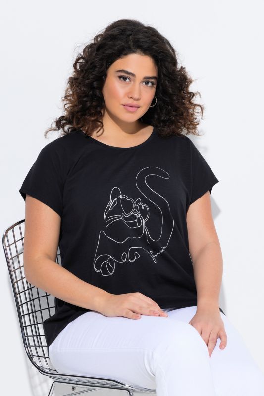 T-shirt oversize à imprimé animal métallisé, col rond et manches courtes