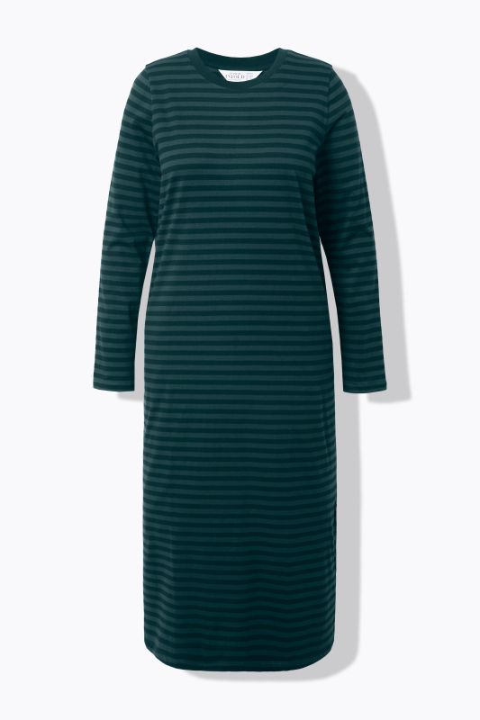 Robe maxi en jersey à rayures, coupe évasée, manche longues