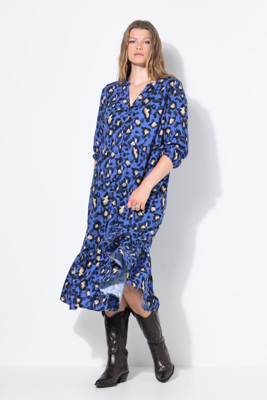 Robe maxi en mousseline, imprimé léopard coloré, coupe évasée