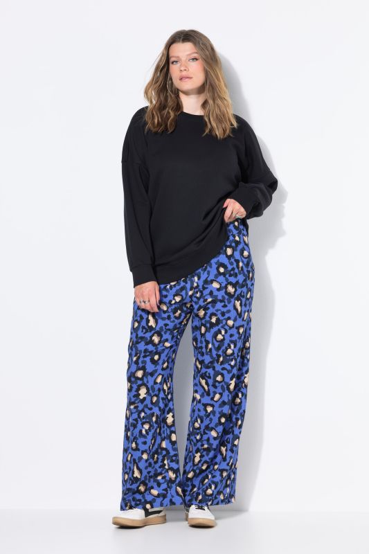 Pantalon en mousseline, imprimé léopard coloré, coupe Wide Legs