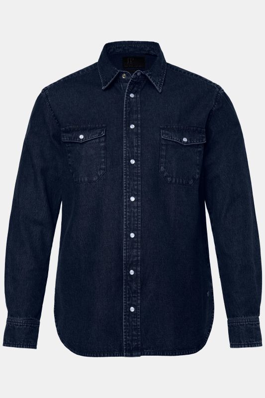 Chemise en jean coloré JP 1880, manches longues et col Kent, coupe Modern Fit avec finition FLEXNAMIC® - jusqu'au 8 