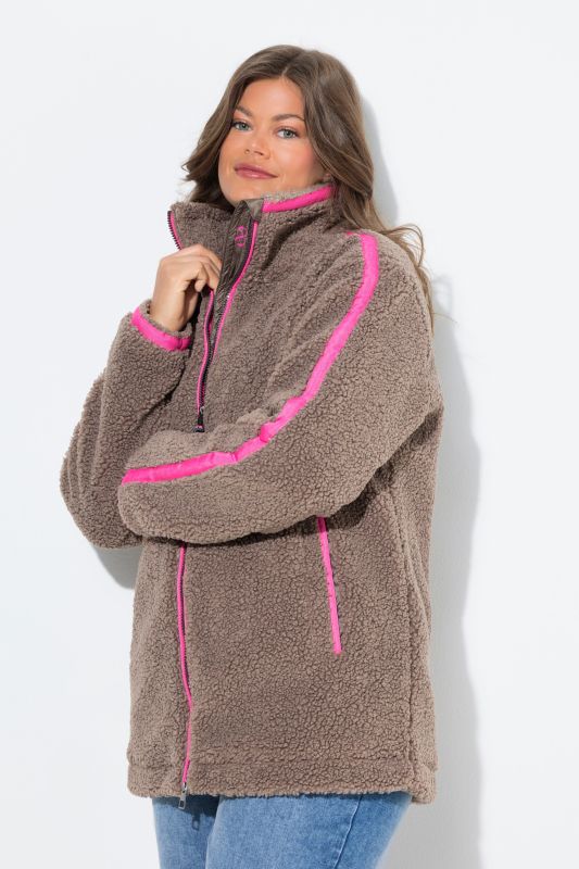 Veste en polaire bouclée, col montant et manches longues