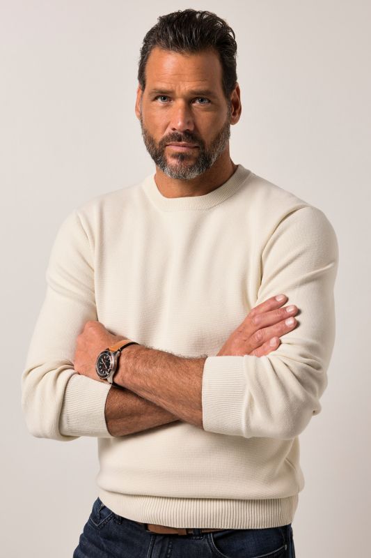 Pull JP 1880 en maille élastique, col rond - jusqu'au 7 XL