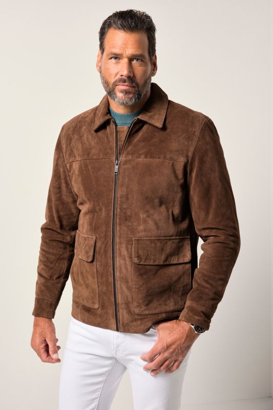 Veste JP 1880 en véritable cuir de vachette, poches à rabat- jusqu'au 7 XL