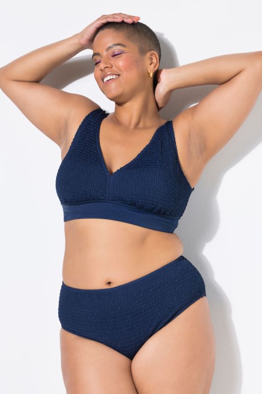 Bas de bikini taille haute, texture raffinée