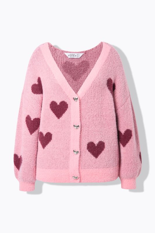 Cardigan oversize. Maille ultra-douce. Motif cœurs