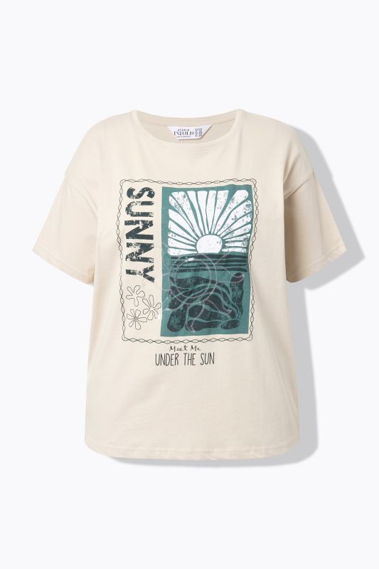 T-shirt oversize, imprimé soleil et paillettes