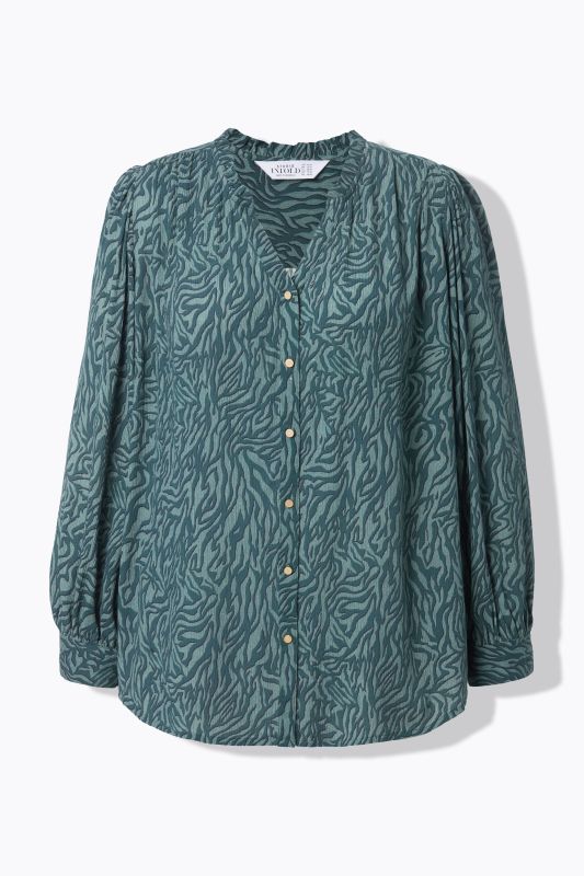 Blouse coupe Loose en crêpe imprimé zébré coloré, avec ruchés