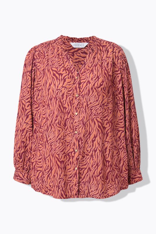 Blouse coupe Loose en crêpe imprimé zébré coloré, avec ruchés
