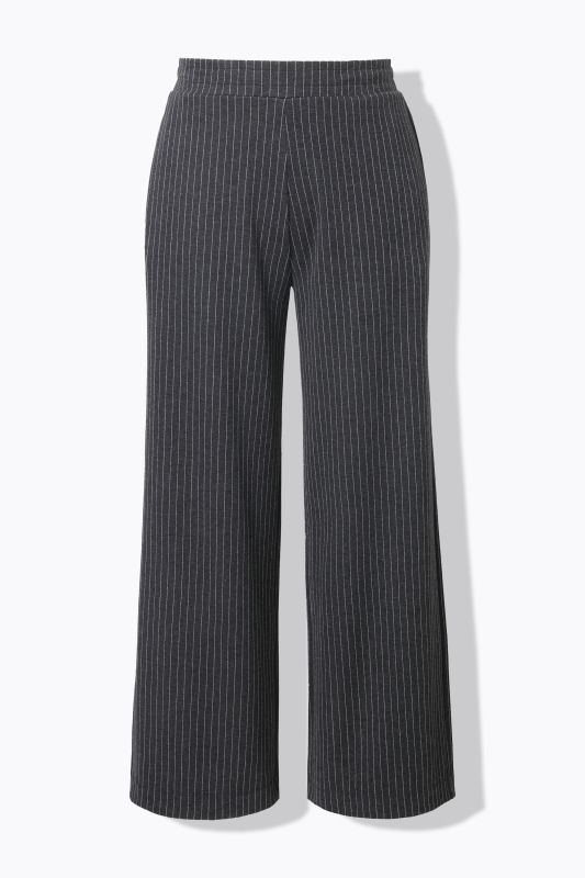 Pantalon en molleton coupe Wide Legs et taille haute, fines rayures