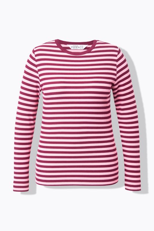 T-shirt coupe slim en jersey rayé, manches longues