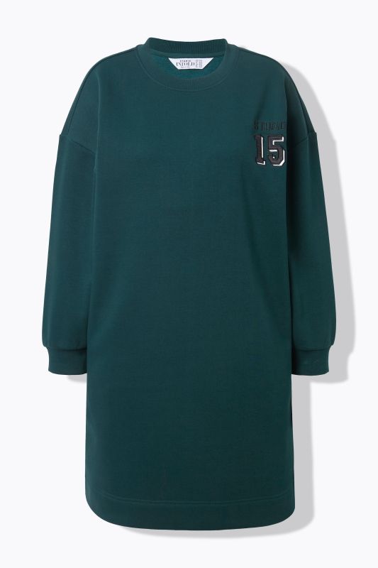 Robe midi en molleton oversize, tissu satiné sur le dos