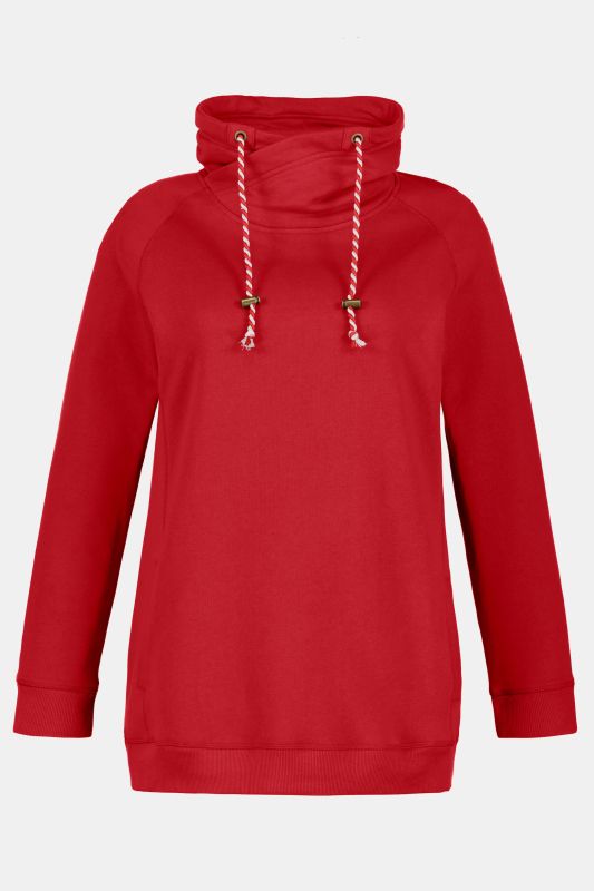 Sweat-shirt à large col montant, poches et manches longues raglan