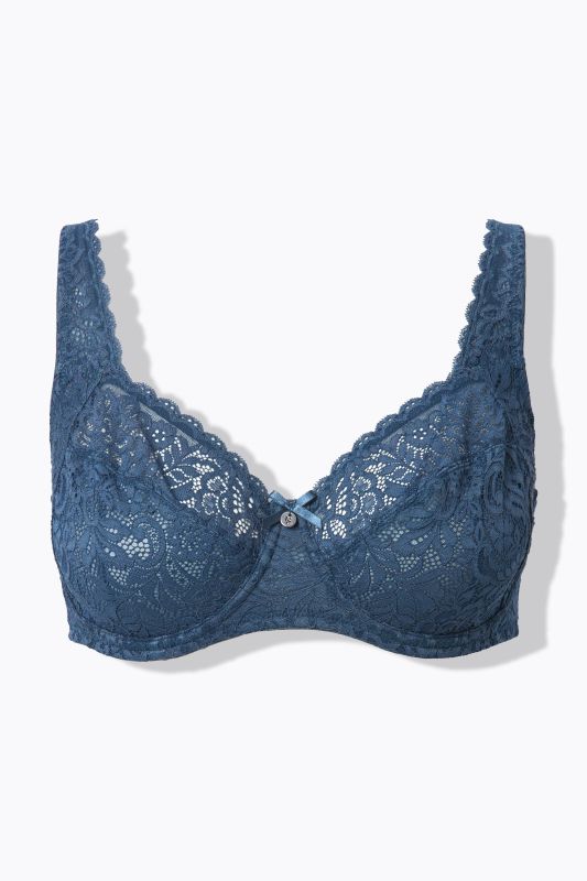 Soutien-gorge à armatures, dentelle florale, entièrement confectionné en dentelle, bonnet C-E