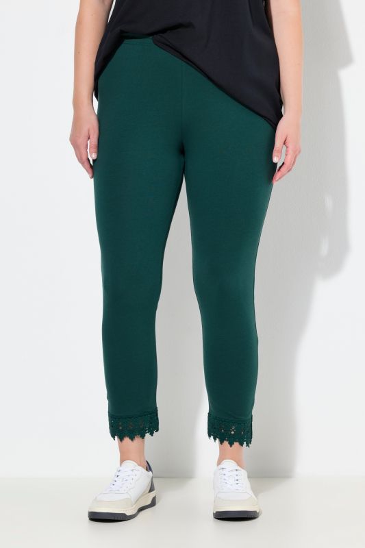 Legging 7/8. Bas de jambe en dentelle. Coton bio