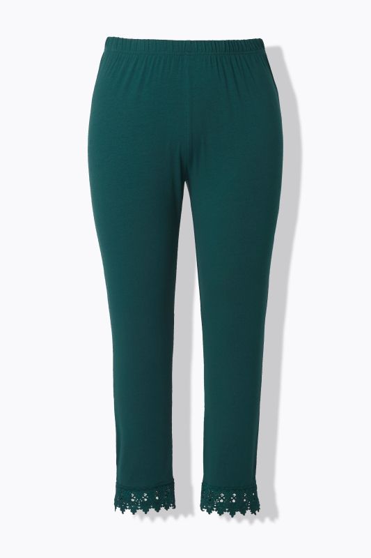 Legging 7/8. Bas de jambe en dentelle. Coton bio