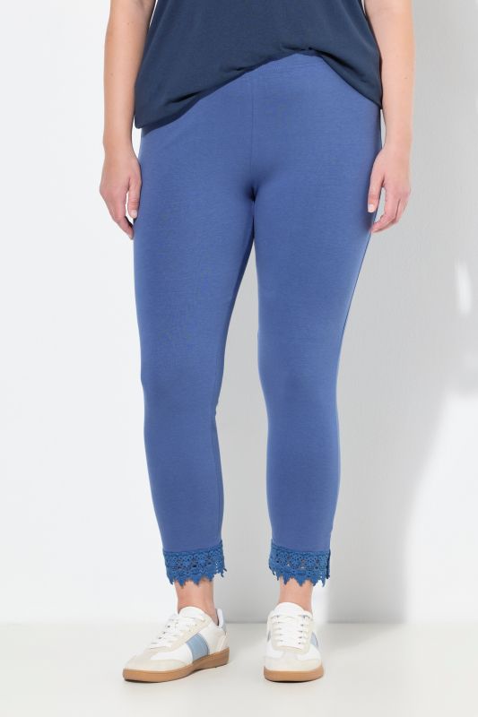 Legging 7/8. Bas de jambe en dentelle. Coton bio