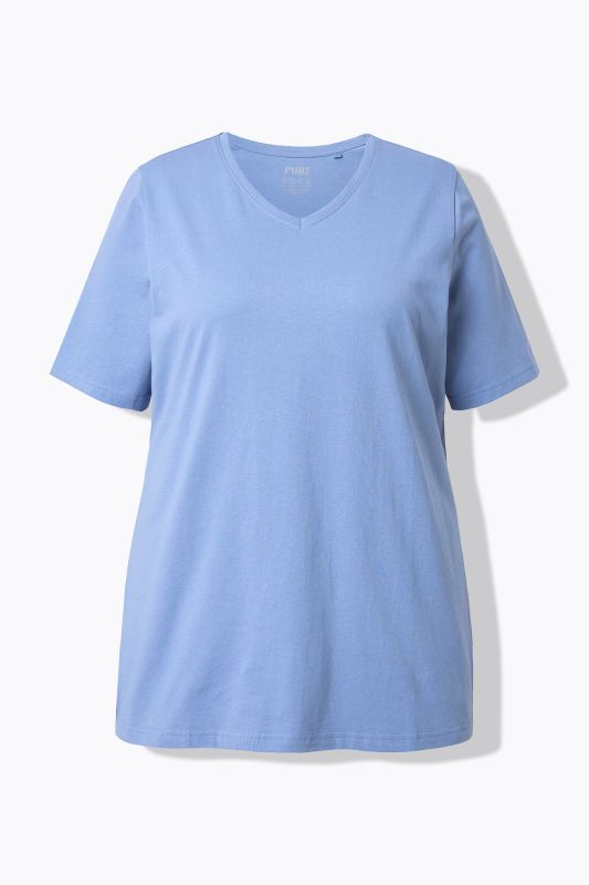 T-shirts en coton bio. Col en V et manches courtes. Lot de 2