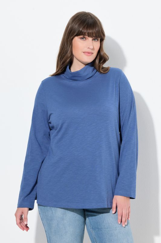 T-shirt en coton bio, manches longues et col roulé - coupe Slim