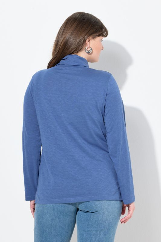 T-shirt en coton bio, manches longues et col roulé - coupe Slim