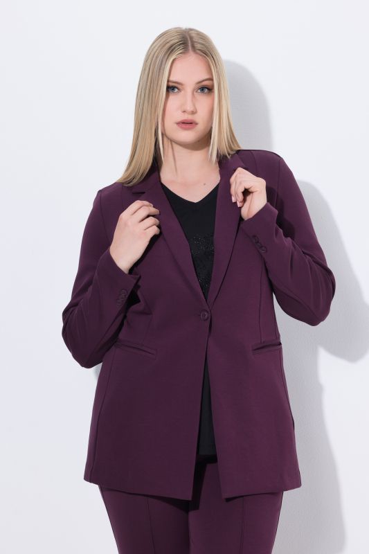 Blazer en jersey stretch, point de Rome. Col à revers, coupe évasée