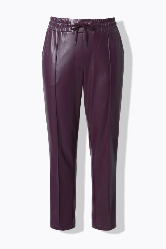 Pantalon 7/8 en similicuir. Passepoils et taille élastique