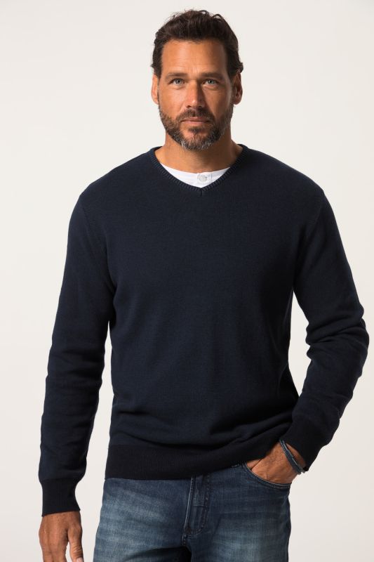 Pull JP 1880, maille CashmereTouch fine et douce, col en V - jusqu'au 8 XL