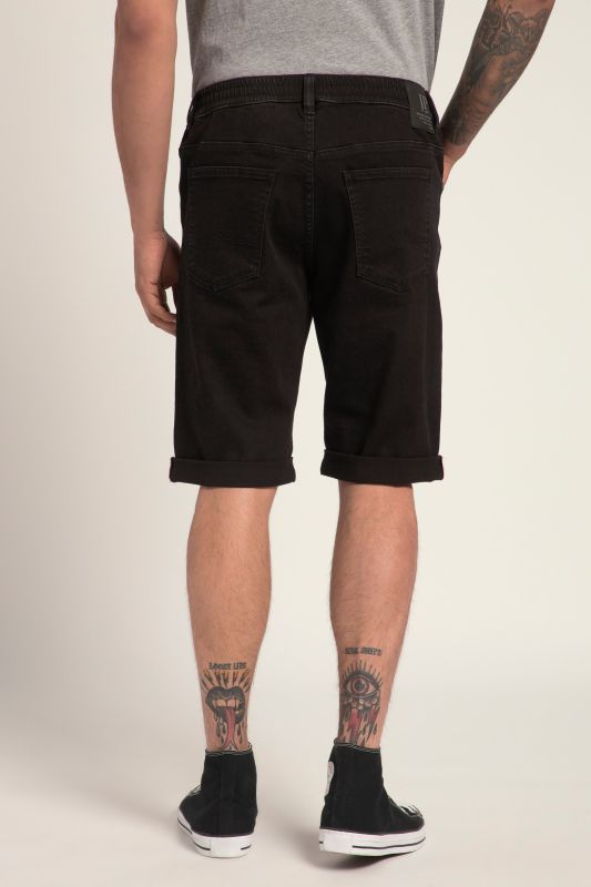 Bermuda en jean 5 poches, coupe confortable et taille élastique. Jusqu'à la taille 70.