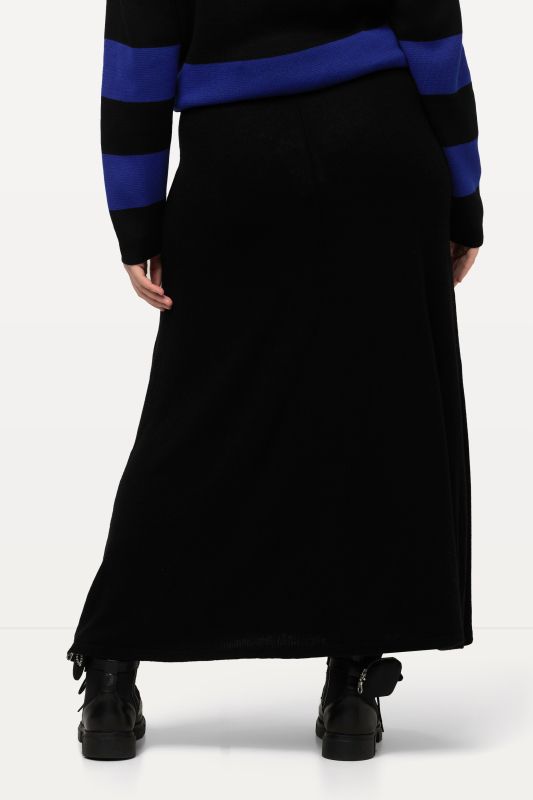 Jupe en maille fine et douce, longueur midi et ceinture élastique, silhouette en A