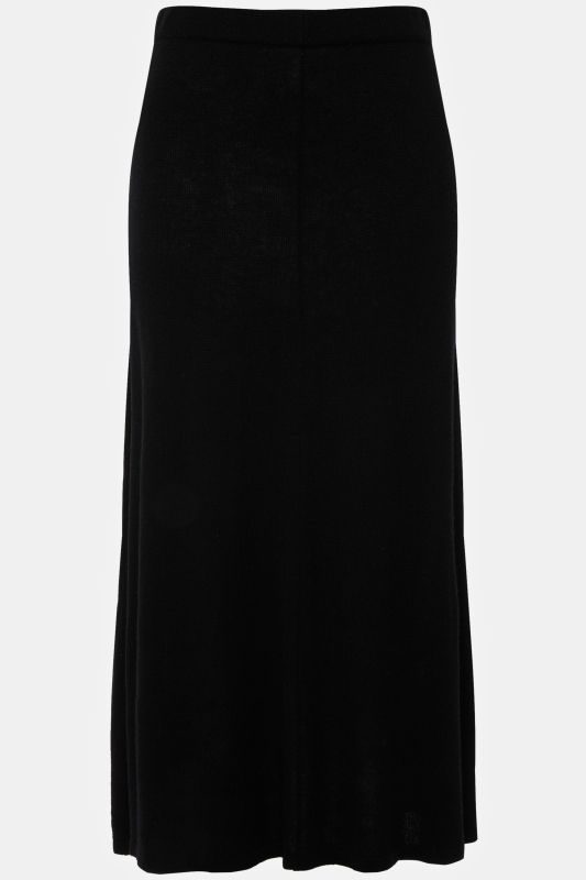 Jupe en maille fine et douce, longueur midi et ceinture élastique, silhouette en A
