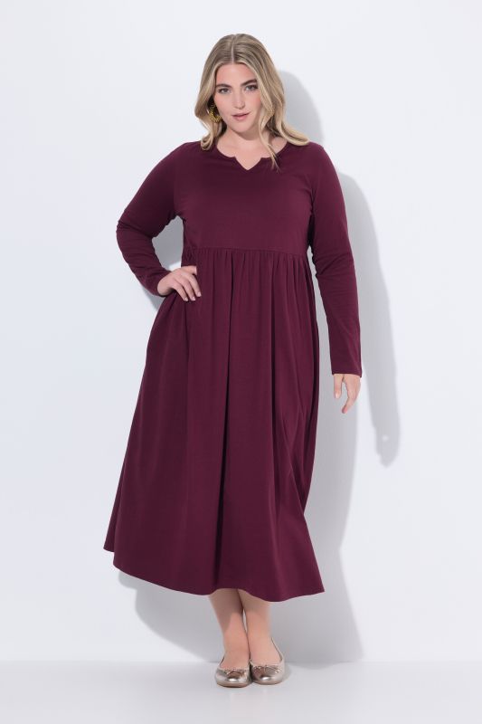 Robe trapèze en jersey à col tunisien et manches longues