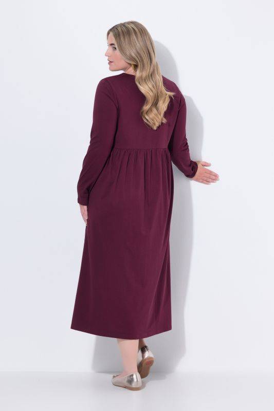 Robe trapèze en jersey à col tunisien et manches longues