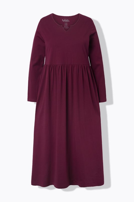 Robe trapèze en jersey à col tunisien et manches longues