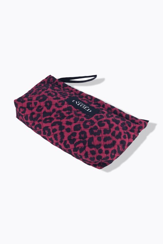 Trousse de toilette, surpiqûre, léopard, fermeture Éclair, doublure colorée