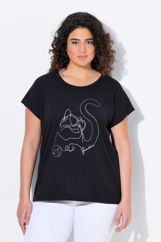 T-shirt oversize à imprimé animal métallisé, col rond et manches courtes