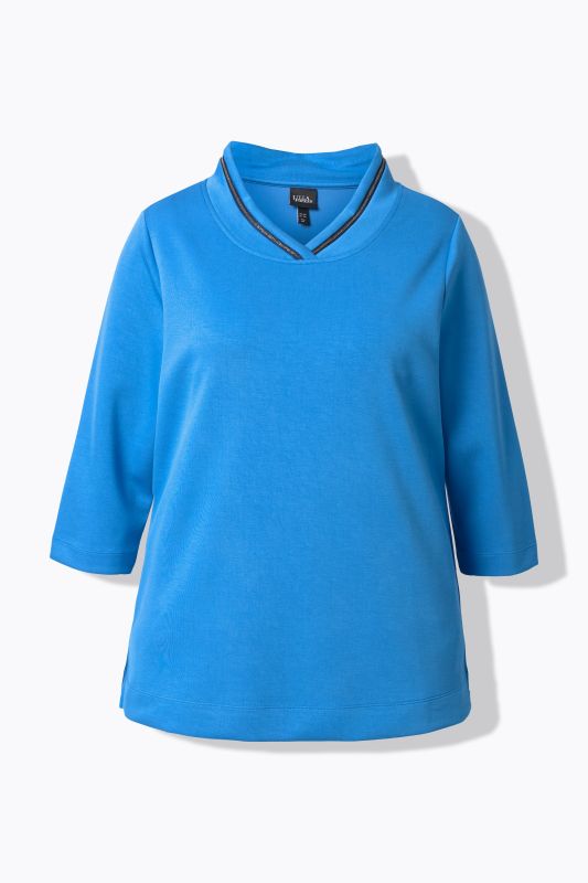 Sweat-shirt à manches longues et col montant, chaînette fantaisie, coupe classique