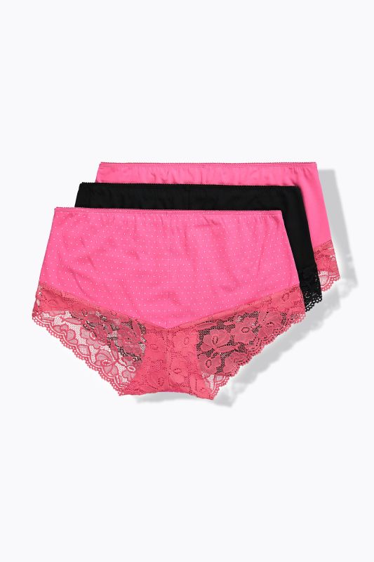 Hipsters en lot de 3, empiècement en dentelle