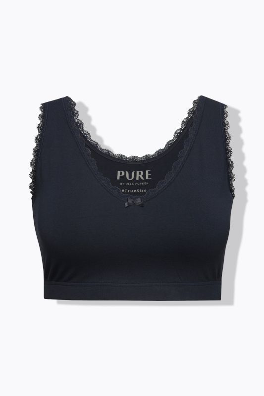 Bustier en coton bio, liseré fantaisie, décolleté en V