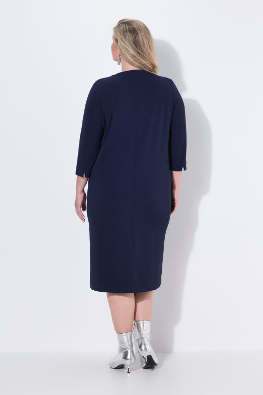 Robe à col tunisien et manches 3/4, poches