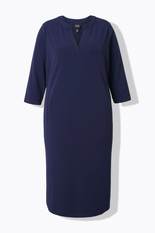 Robe à col tunisien et manches 3/4, poches