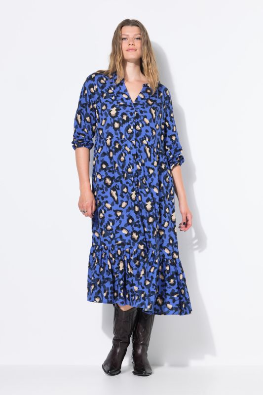 Robe maxi en mousseline, imprimé léopard coloré, coupe évasée