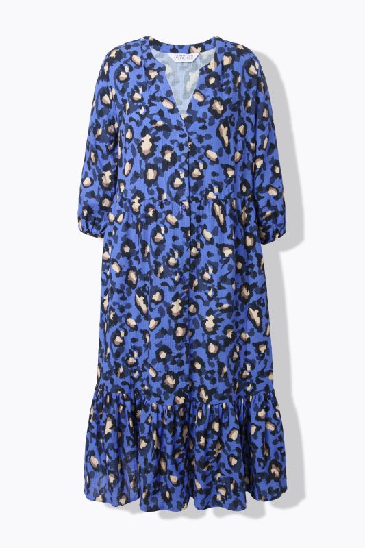 Robe maxi en mousseline, imprimé léopard coloré, coupe évasée