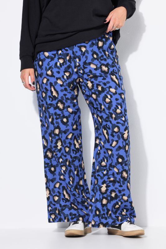 Pantalon en mousseline, imprimé léopard coloré, coupe Wide Legs