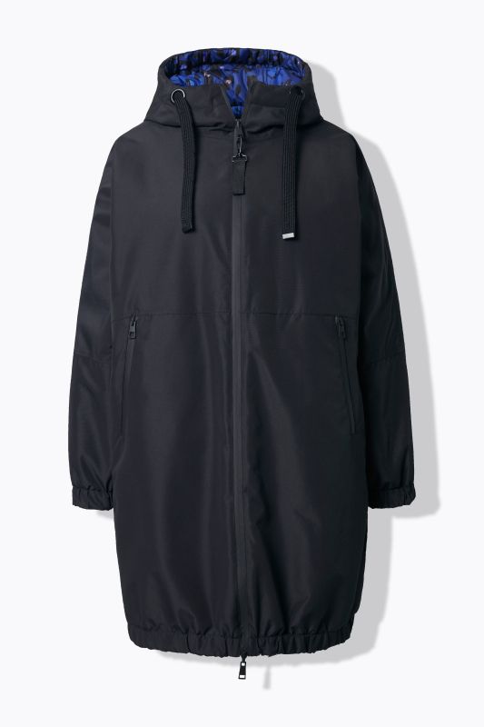 Veste technique oversize à capuche, modèle réversible, avec fermeture à glissière à double sens