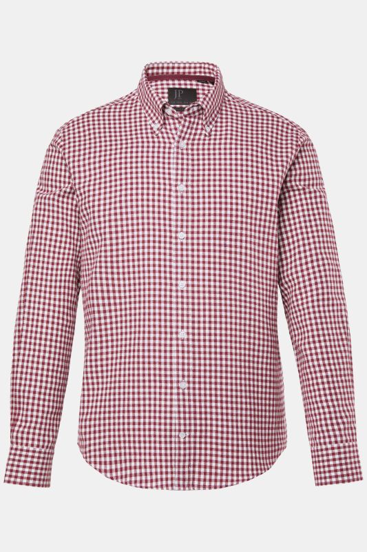 Chemise JP 1880 en flanelle à carreaux, manches longues et col à pointes boutonnées, coupe Modern Fit - jusqu'au 8 XL