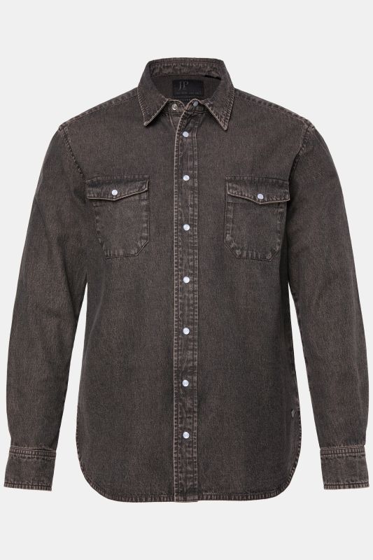 Chemise en jean coloré JP 1880, manches longues et col Kent, coupe Modern Fit avec finition FLEXNAMIC® - jusqu'au 8 